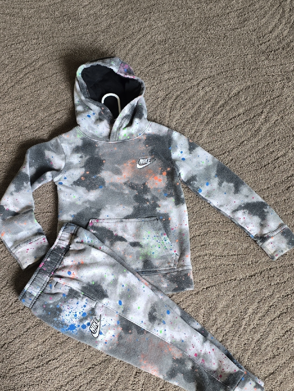 Nike Gray Splatter Hoodie and Joggers Set